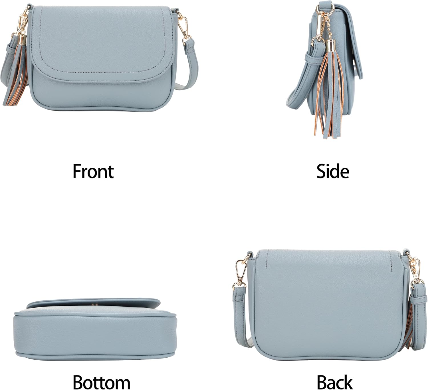 Small Crossbody Bags for Women Flap Saddle Purses with Tassel Vegan Leather Shoulder Bag