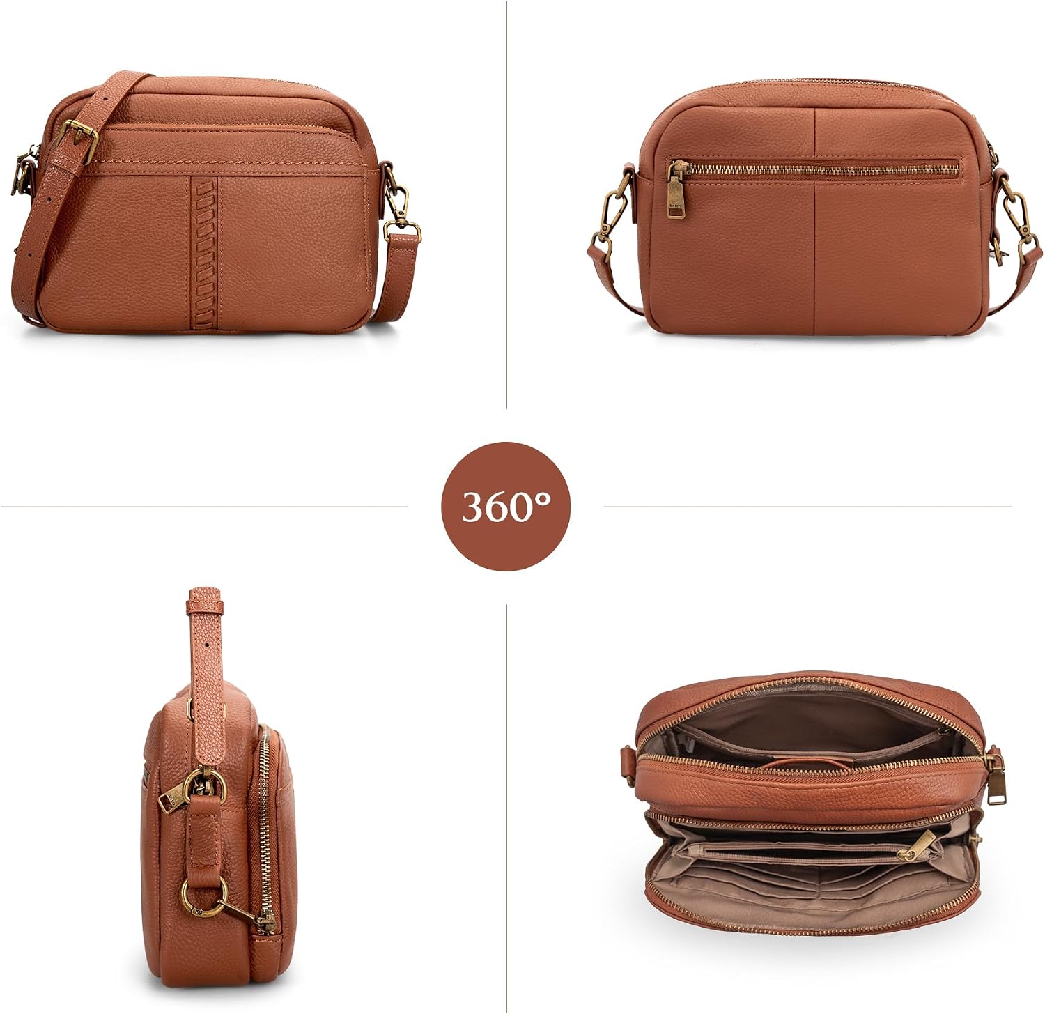 Genuine Leather Crossbody Bag for Women Anti Theft Purse and Hangbags with Built in RFID Wallet