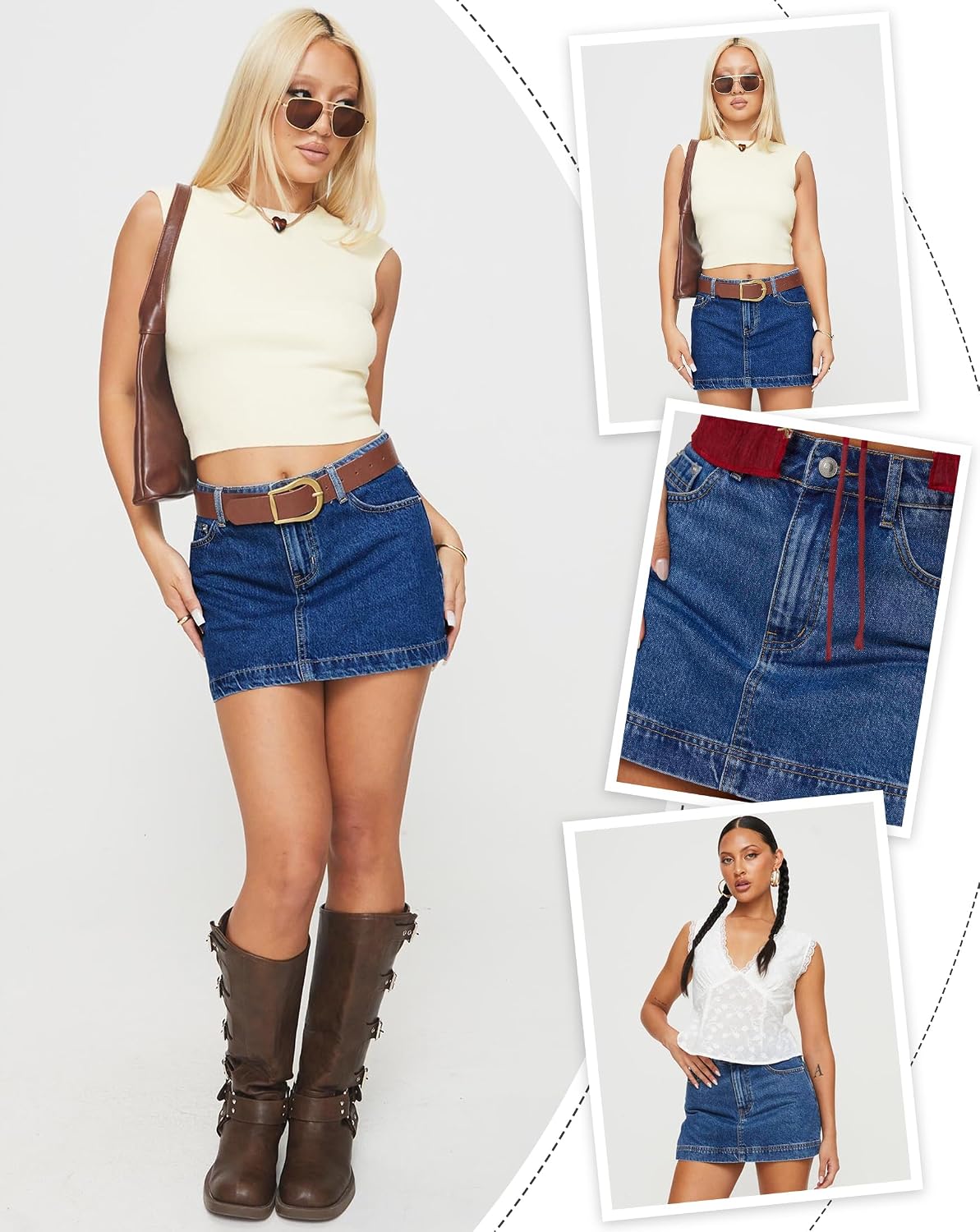 Jean Skorts for Woman 2026 Trendy High Waisted Y2k Mini Skirt Stretchy Shorts Skort Country Concert Outfits