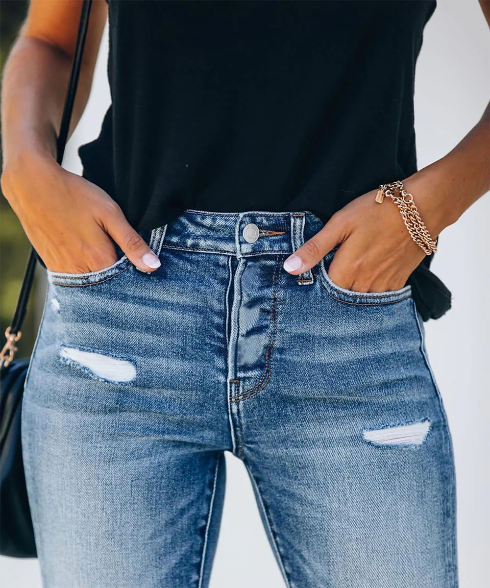 Women's Ripped Skinny Jeans Distressed Stretchy Pants
