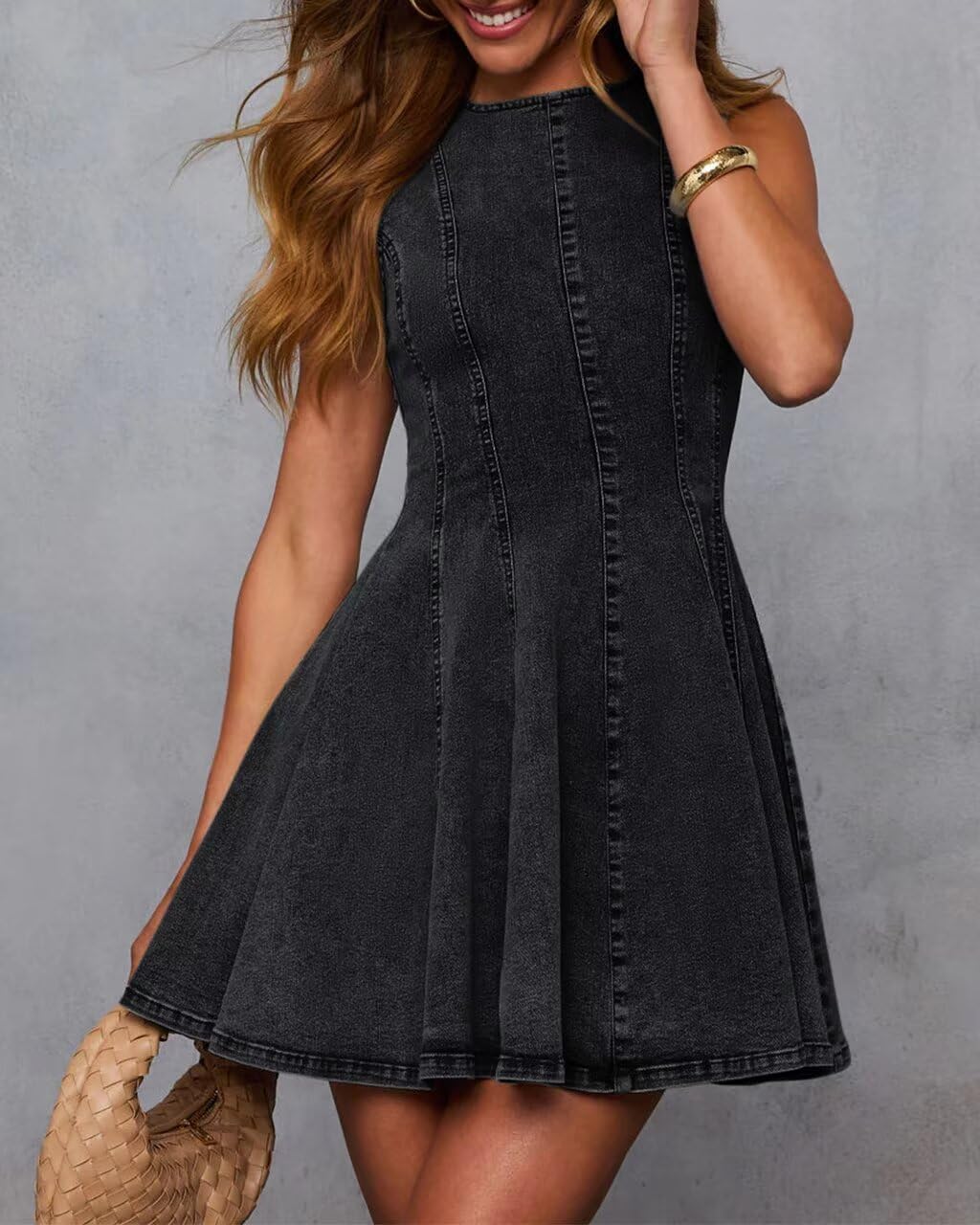 Dress for Women Sleeveless Babydoll Tank Jean Dress Slim Fit A-Line Summer Dresses for Women 2026