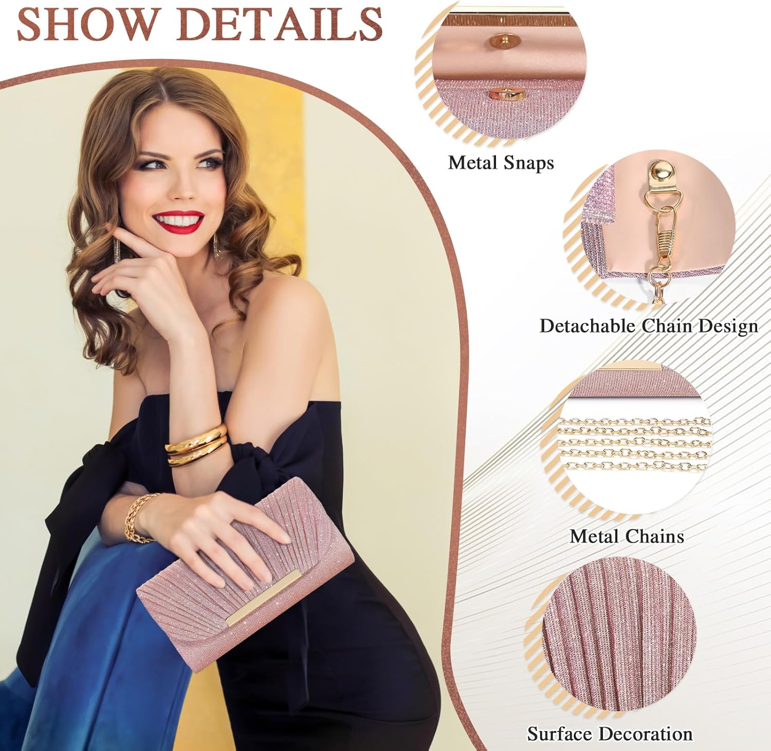Evening Bag Clutch Purses for Women Lady Girl Handbags Crossbody Bag Wedding Bag for Prom Party Engagement Bag