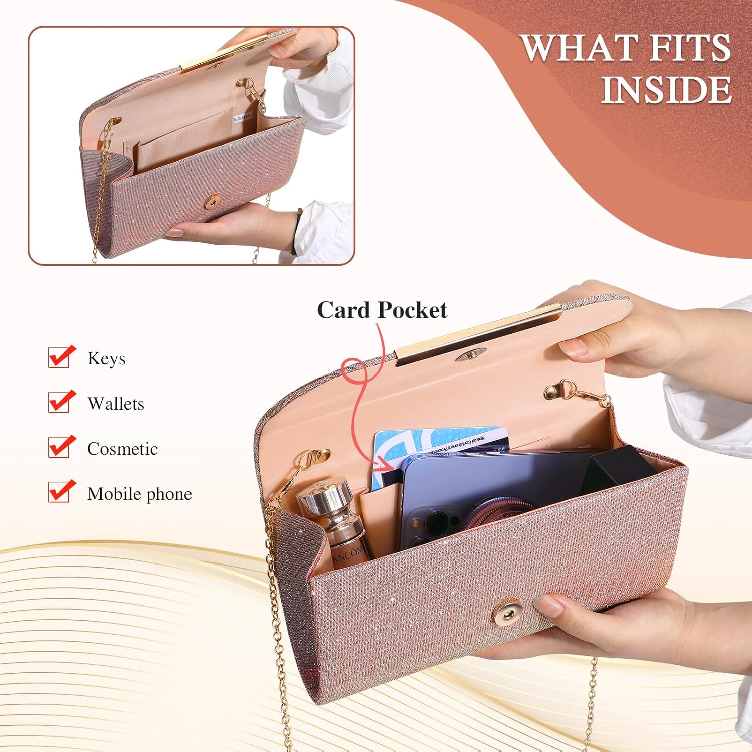 Evening Bag Clutch Purses for Women Lady Girl Handbags Crossbody Bag Wedding Bag for Prom Party Engagement Bag