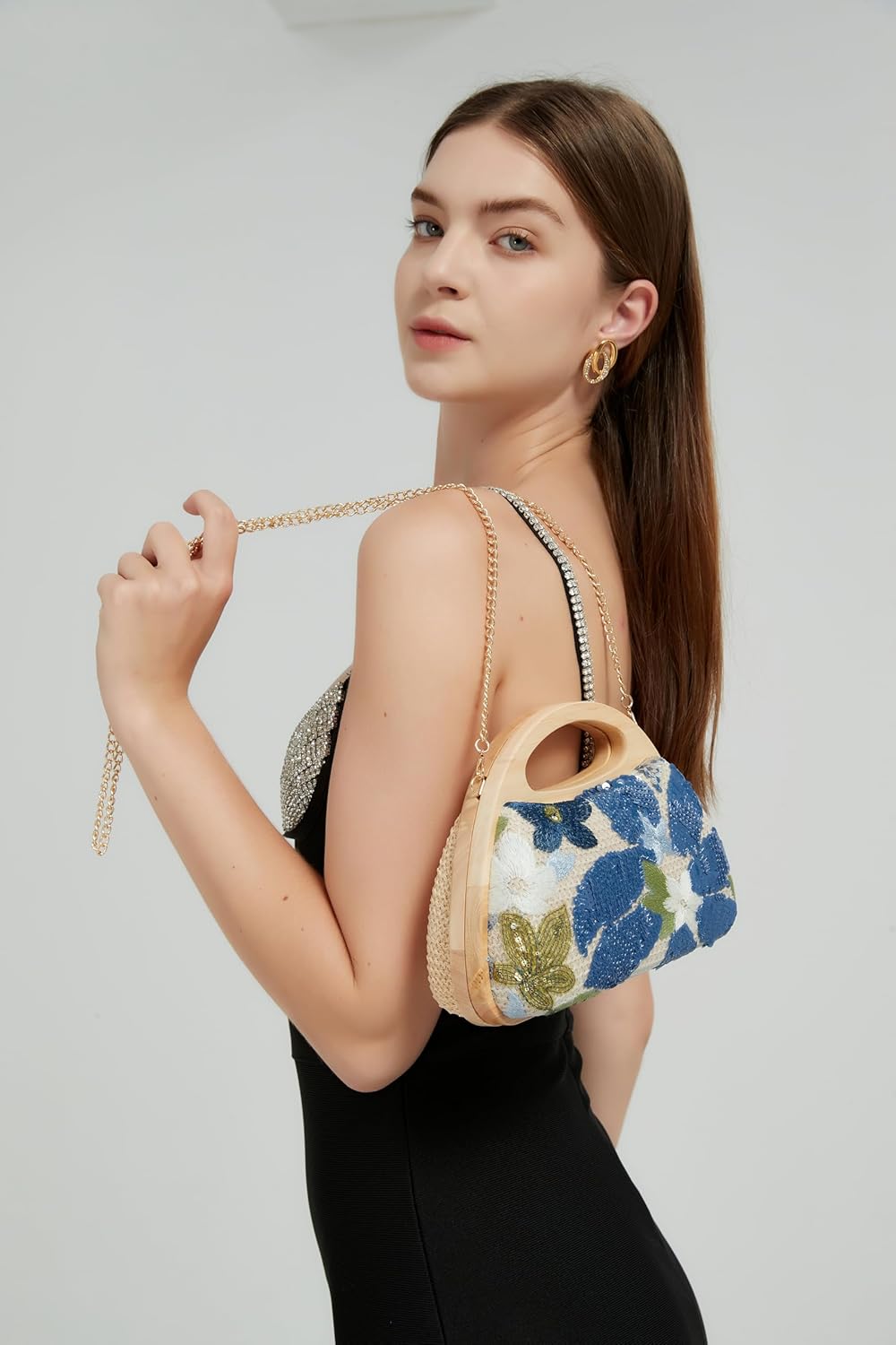 Straw Clutch Handbags Women Beach Crossbody Hand-woven Summer Purse Wallet Top handle Evening Bag for Wedding Party
