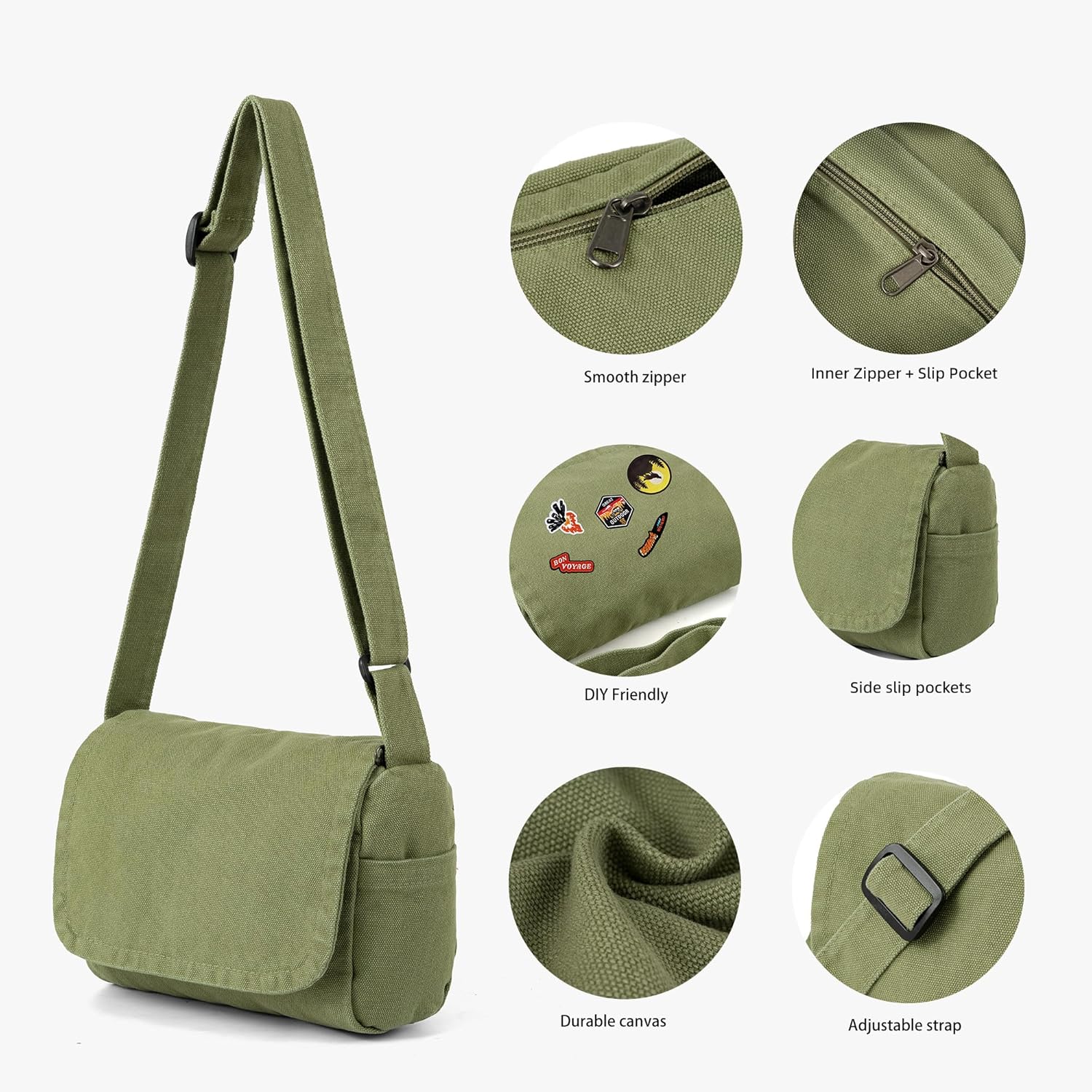 Small Crossbody Bag for Women Canvas Purse Mini Messenger Bag