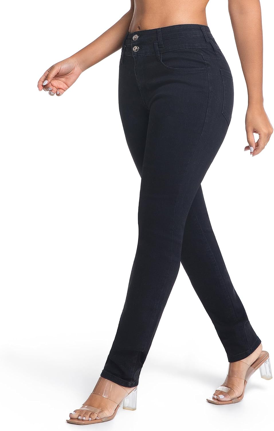 Women's High Waisted 2 Button Stretch Skinny Jeans Butt Lift Slim Fit Pants