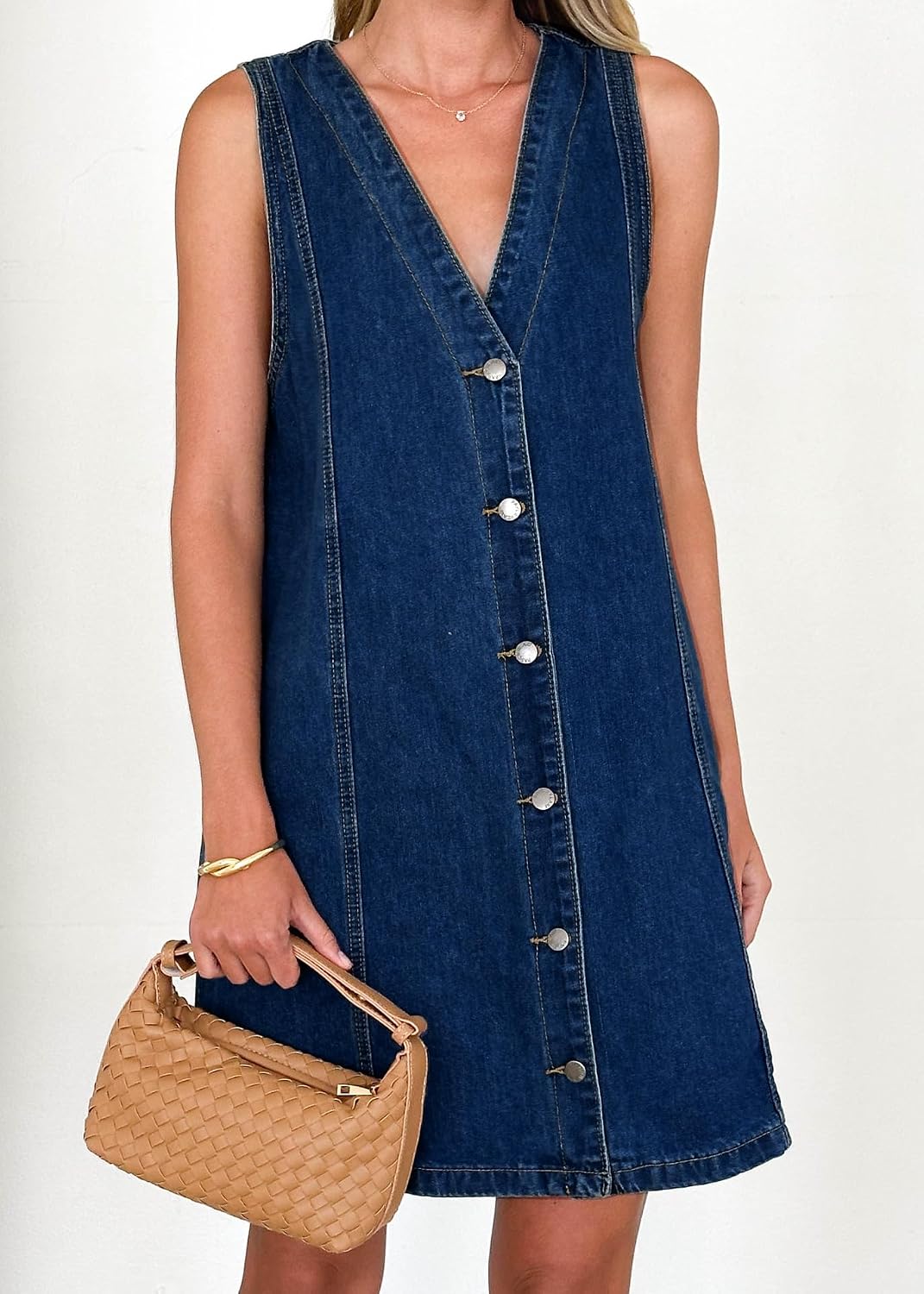 Women's Summer Casual Mini Dress Button Down Sleeveless A line Jean Tank Dresses Women's Summer Casual Mini Dress Button Down Sleeveless A line Jean Tank Dresses