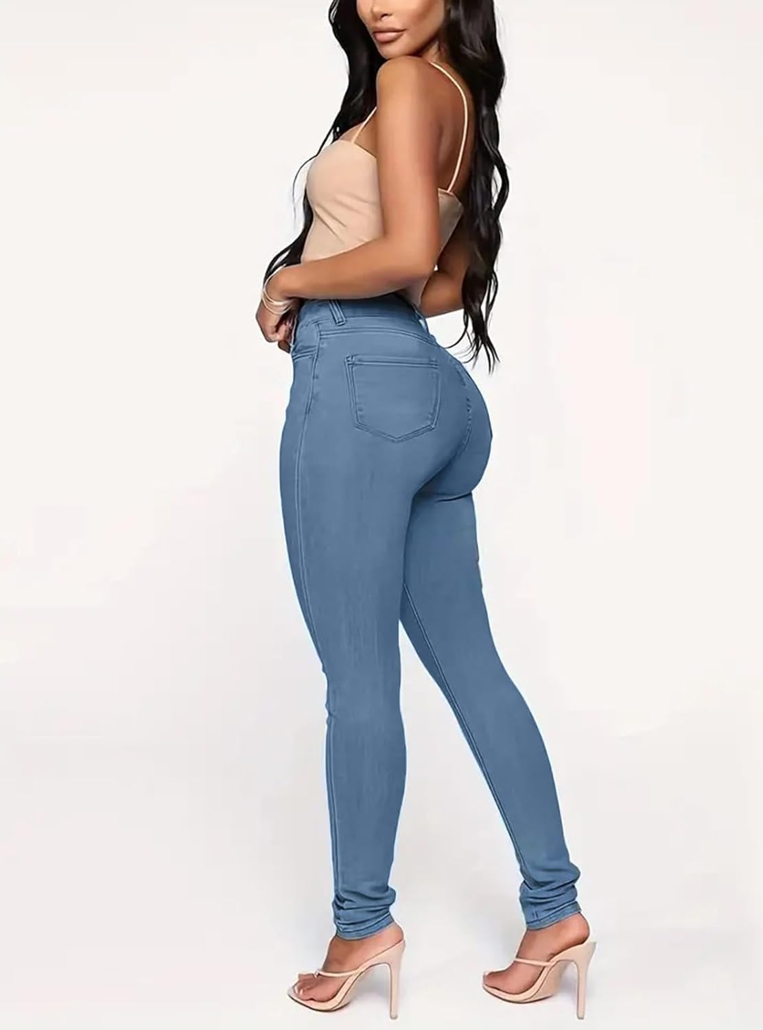 Womens Curvy High Waist Stretch Butt Lifting Skinny Colombian Jeans