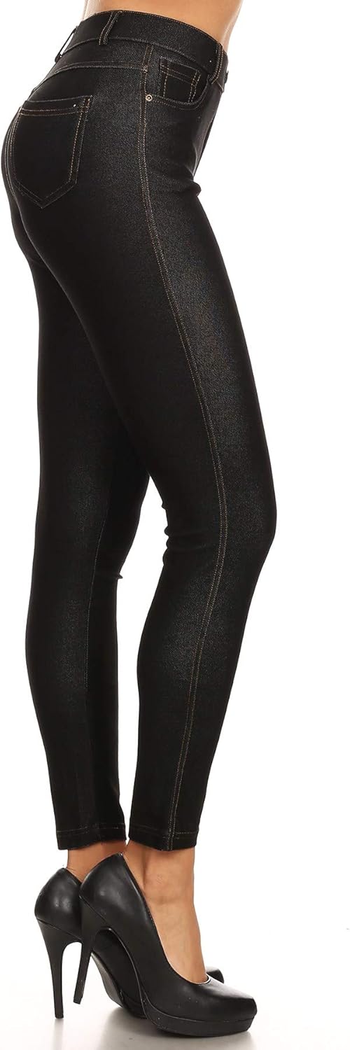 Women's High Waisted Blended Jeggings Stretch Pull-On Jean Leggings Skinny Work Pants
