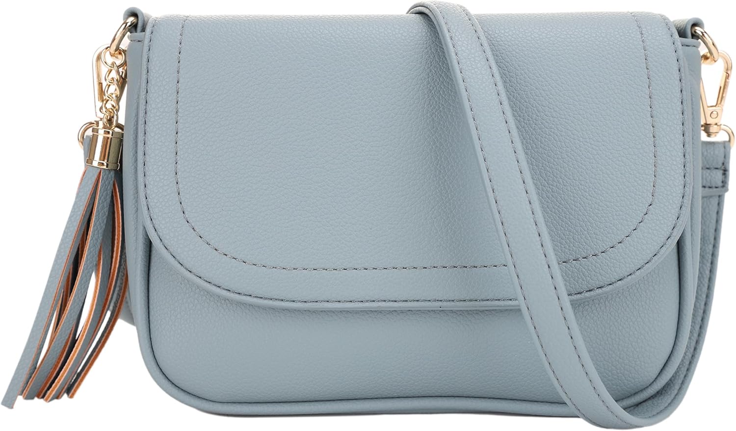 Small Crossbody Bags for Women Flap Saddle Purses with Tassel Vegan Leather Shoulder Bag