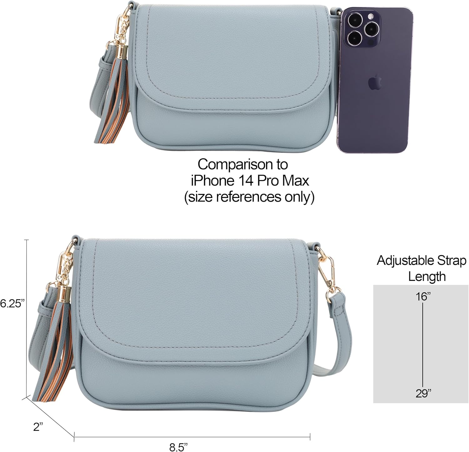 Small Crossbody Bags for Women Flap Saddle Purses with Tassel Vegan Leather Shoulder Bag