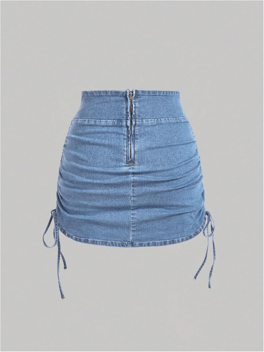 Women's Jean Skirts Rodeo Western Cowgirl Outfit High Waisted Drawstring Bodycon Mini Skirt Wash Medium