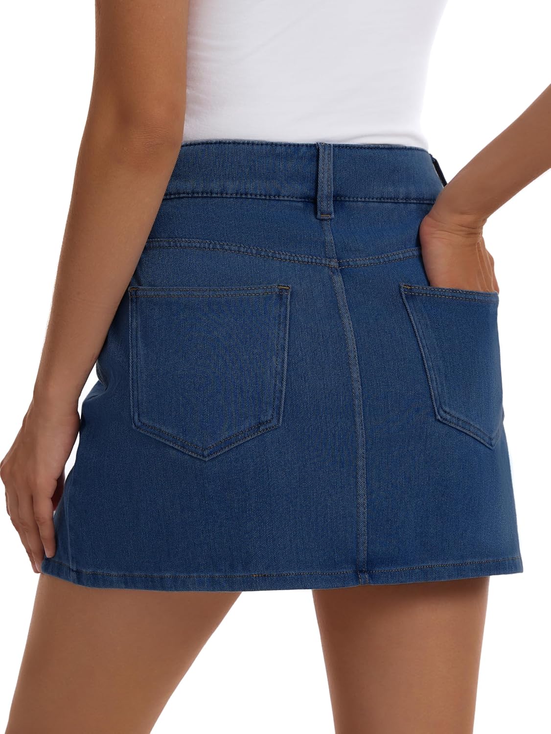 Jean Skort for Women Shorts High Waisted Side Slit Stretch Summer Casual Mini Skirts