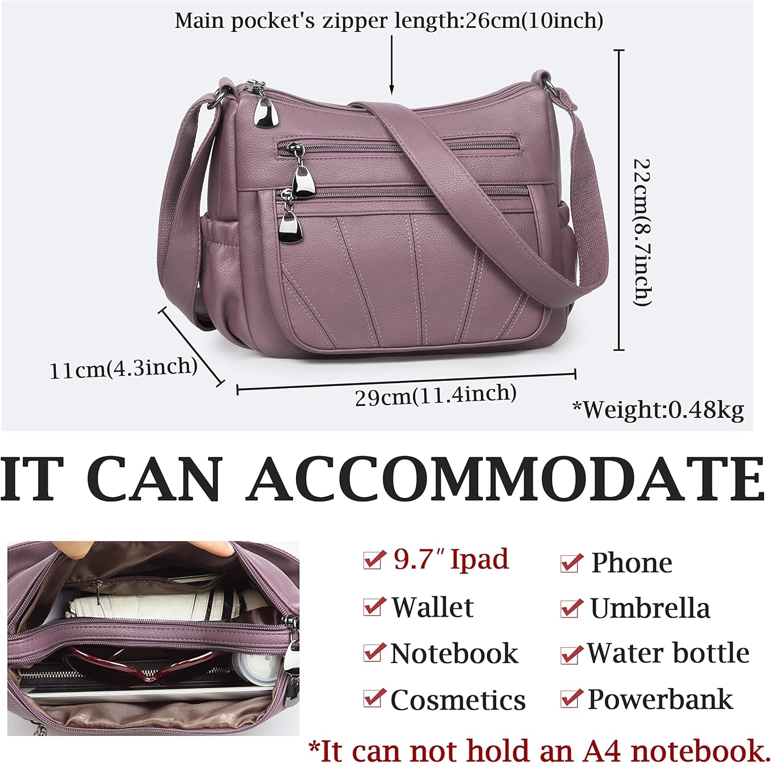 Crossbody Purse for Women Ladies Soft PU Leather Shoulder Bag Medium Roomy Handbag Tote Top Handle Satchel
