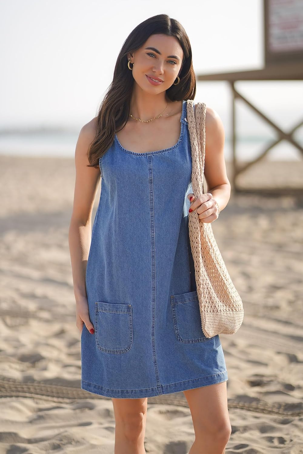 Womens Sleeveless Casual Dress Western Cowgirl Outfits Jean Overall Dress