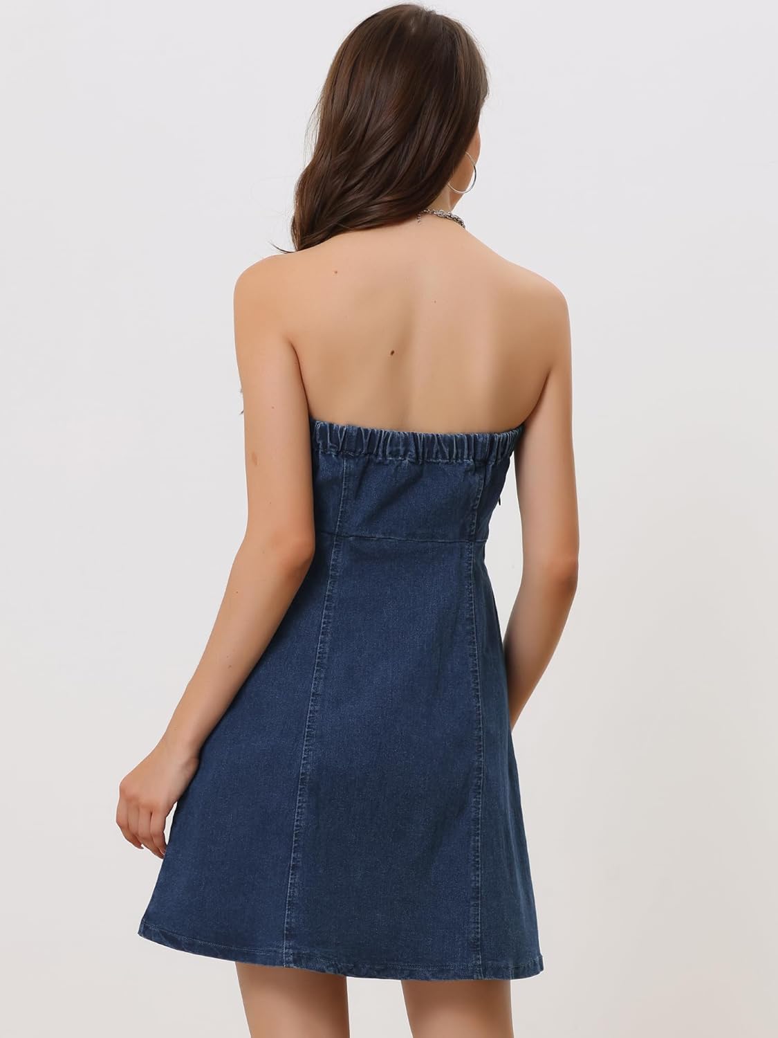 Women's Cowgirl Dress Strapless Jean Concert Outfits Western Sleeveless Dresses