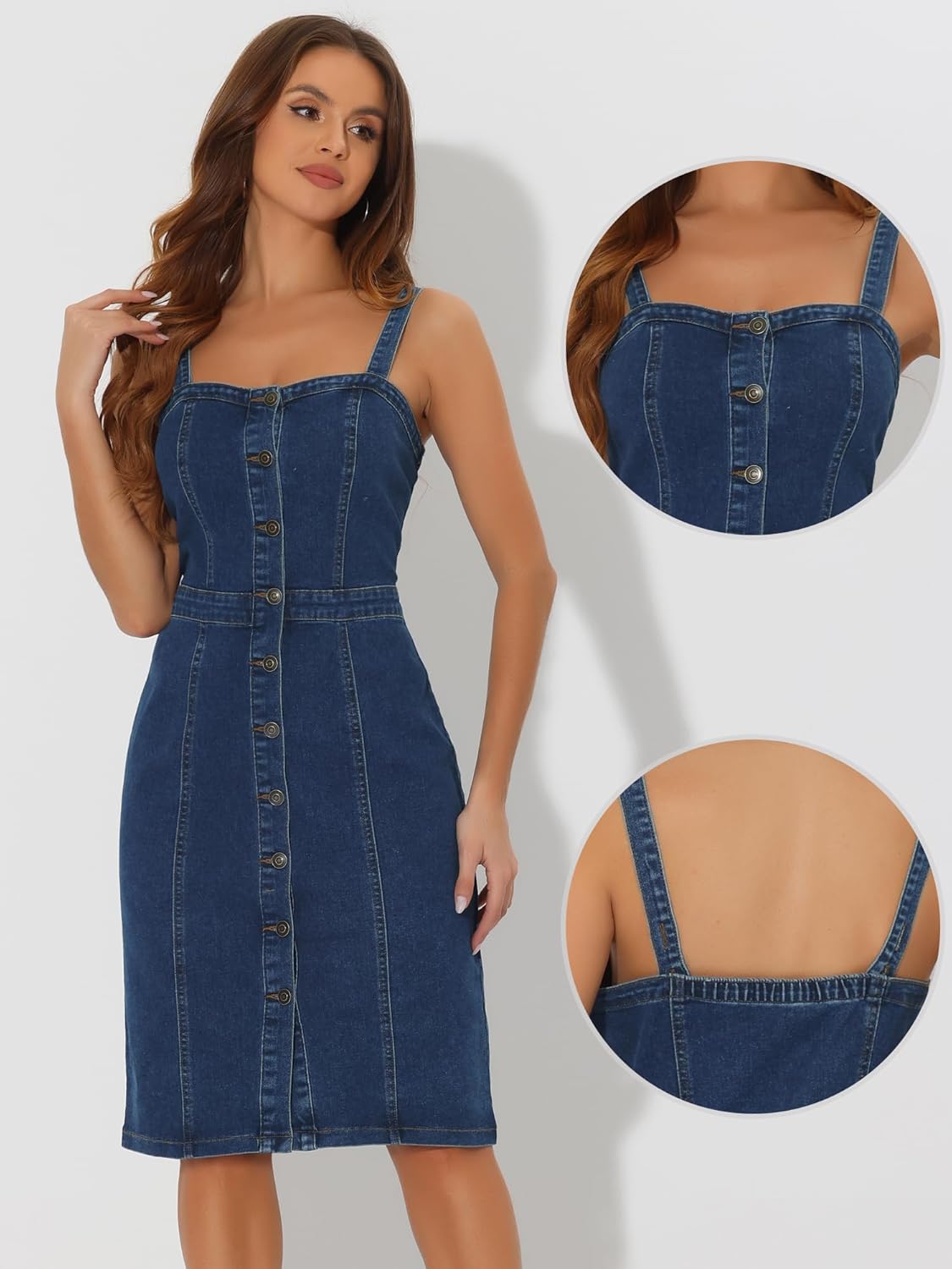 Button Down Dress for Women Summer 2026 Sleeveless Sweetheart Neck Jean Dress