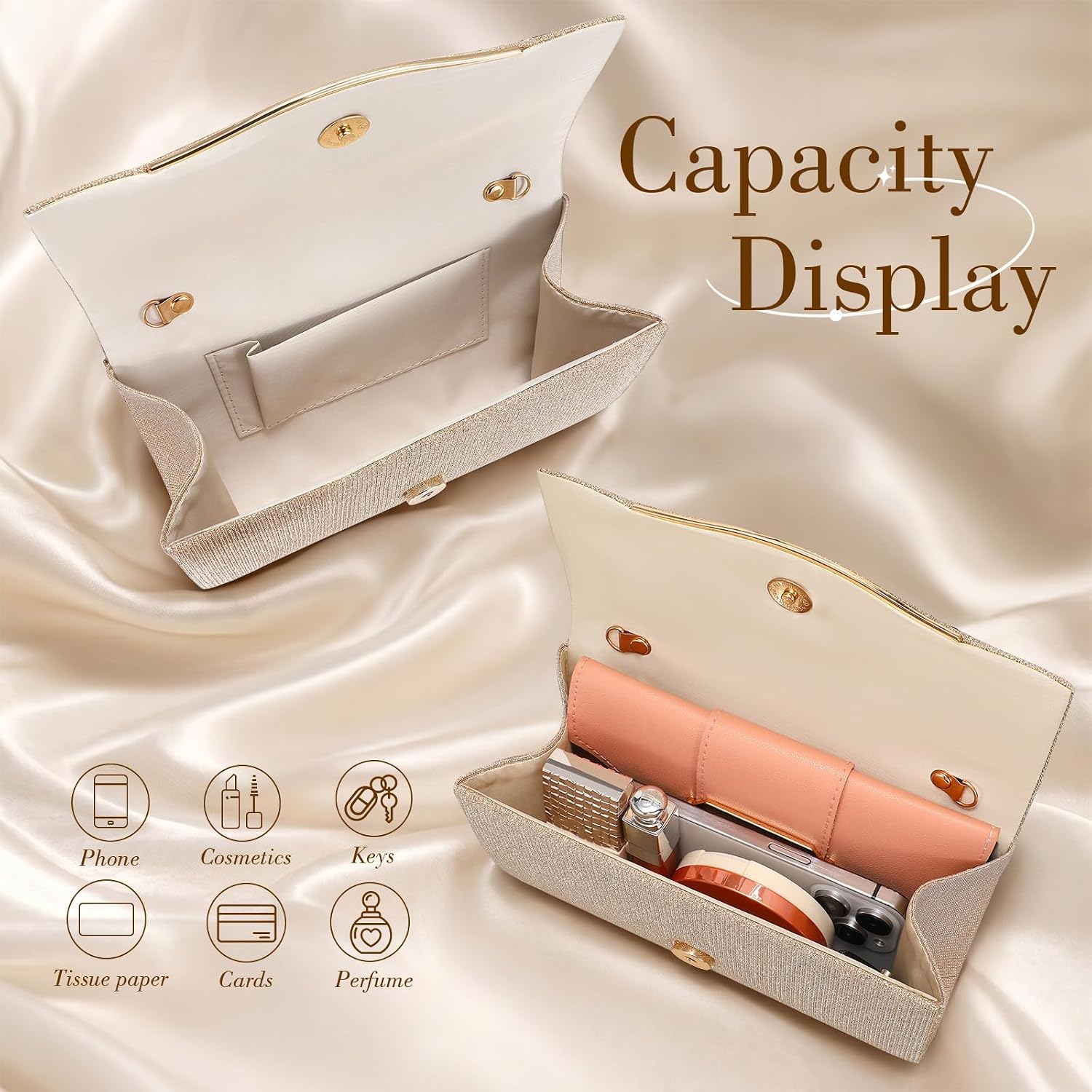 Glitter Women's Evening Handbags Bag Clutch Purses Formal Rhinestone