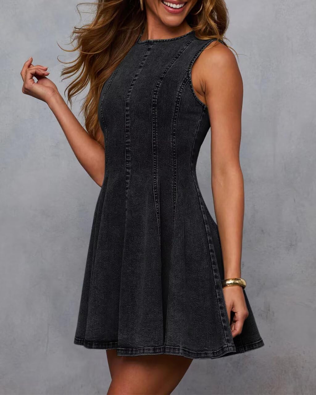 Dress for Women Sleeveless Babydoll Tank Jean Dress Slim Fit A-Line Summer Dresses for Women 2026