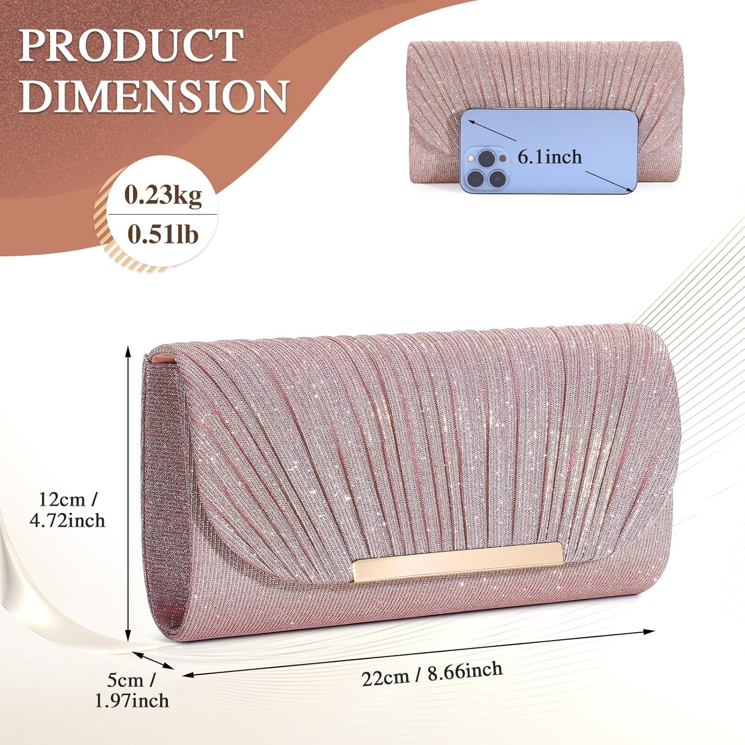 Evening Bag Clutch Purses for Women Lady Girl Handbags Crossbody Bag Wedding Bag for Prom Party Engagement Bag